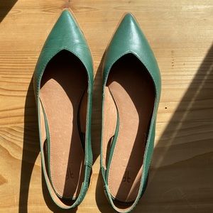 Frye green leather sling back
